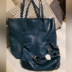 NWOT Joy Susan Navy Tote and Crossbody Bag Set